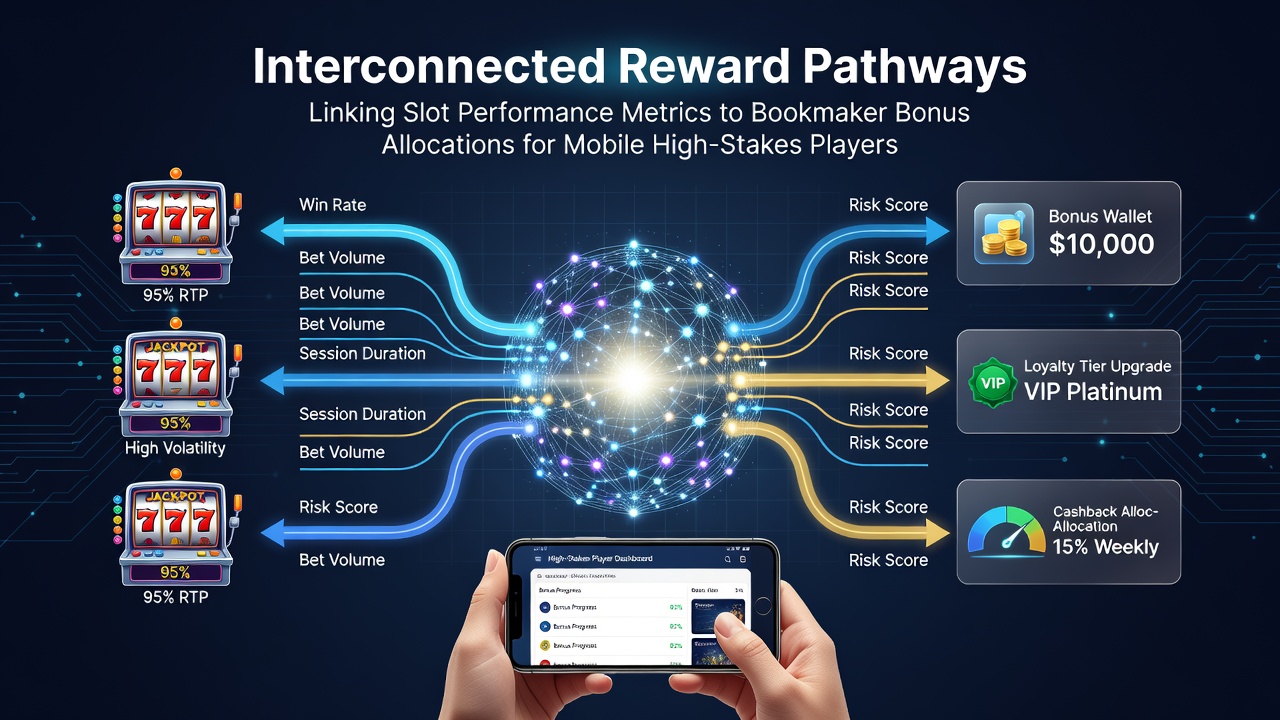 Mobile high-stakes players interacting with slot interfaces and bonus allocation dashboards in integrated gambling applications