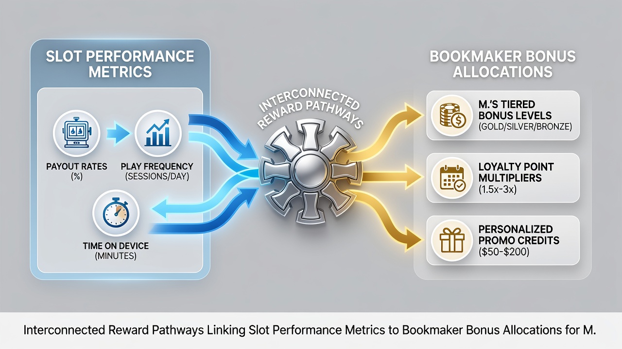 Flowchart illustrating data pathways between slot performance analytics and bookmaker bonus engines on mobile platforms