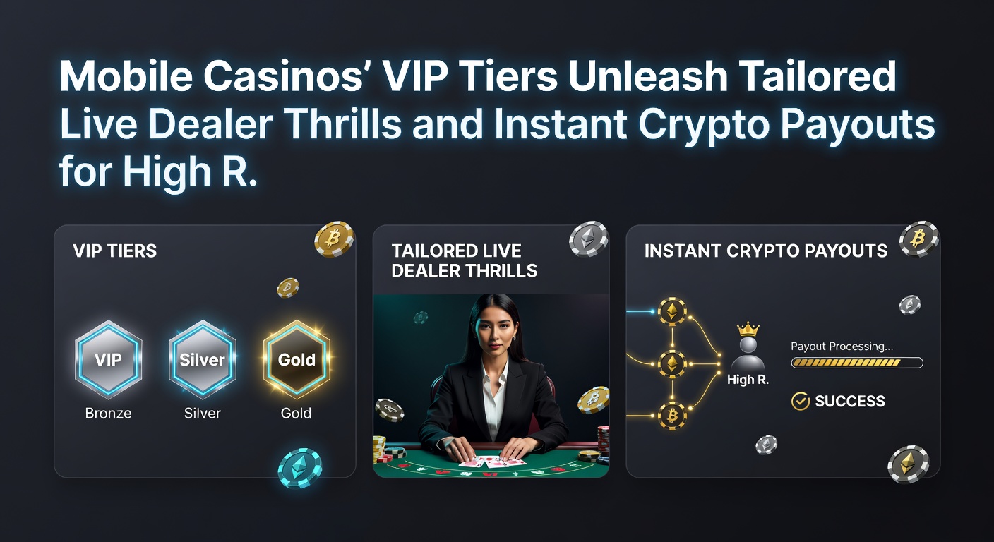VIP mobile interface showing instant crypto withdrawal confirmation alongside live blackjack table