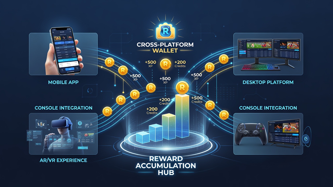 Player analytics screen highlighting reward multipliers earned from combined slot, sports, and live table activity