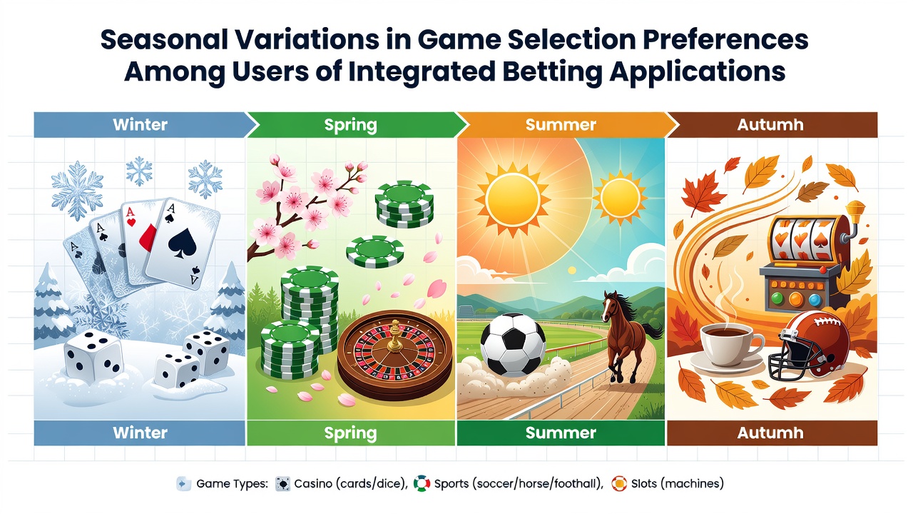 Users engaging with integrated betting apps during different seasons showing shifts in game choices