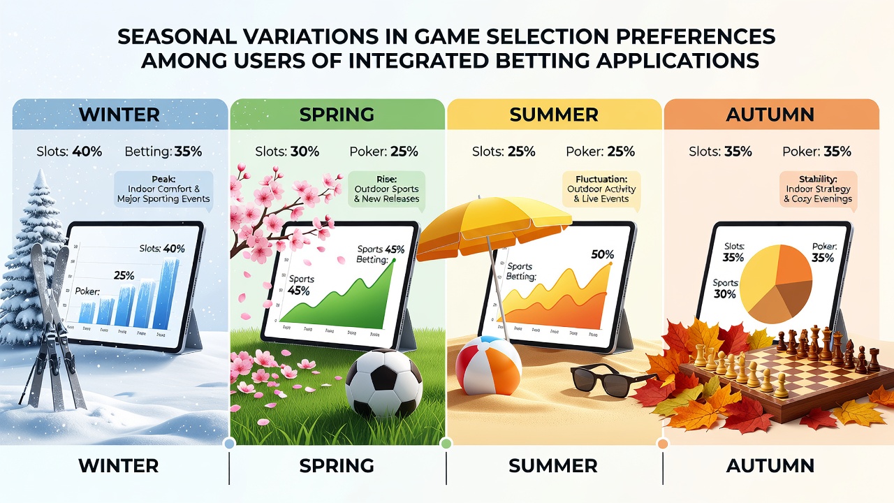 Analytics dashboard displaying seasonal game preference data from betting applications