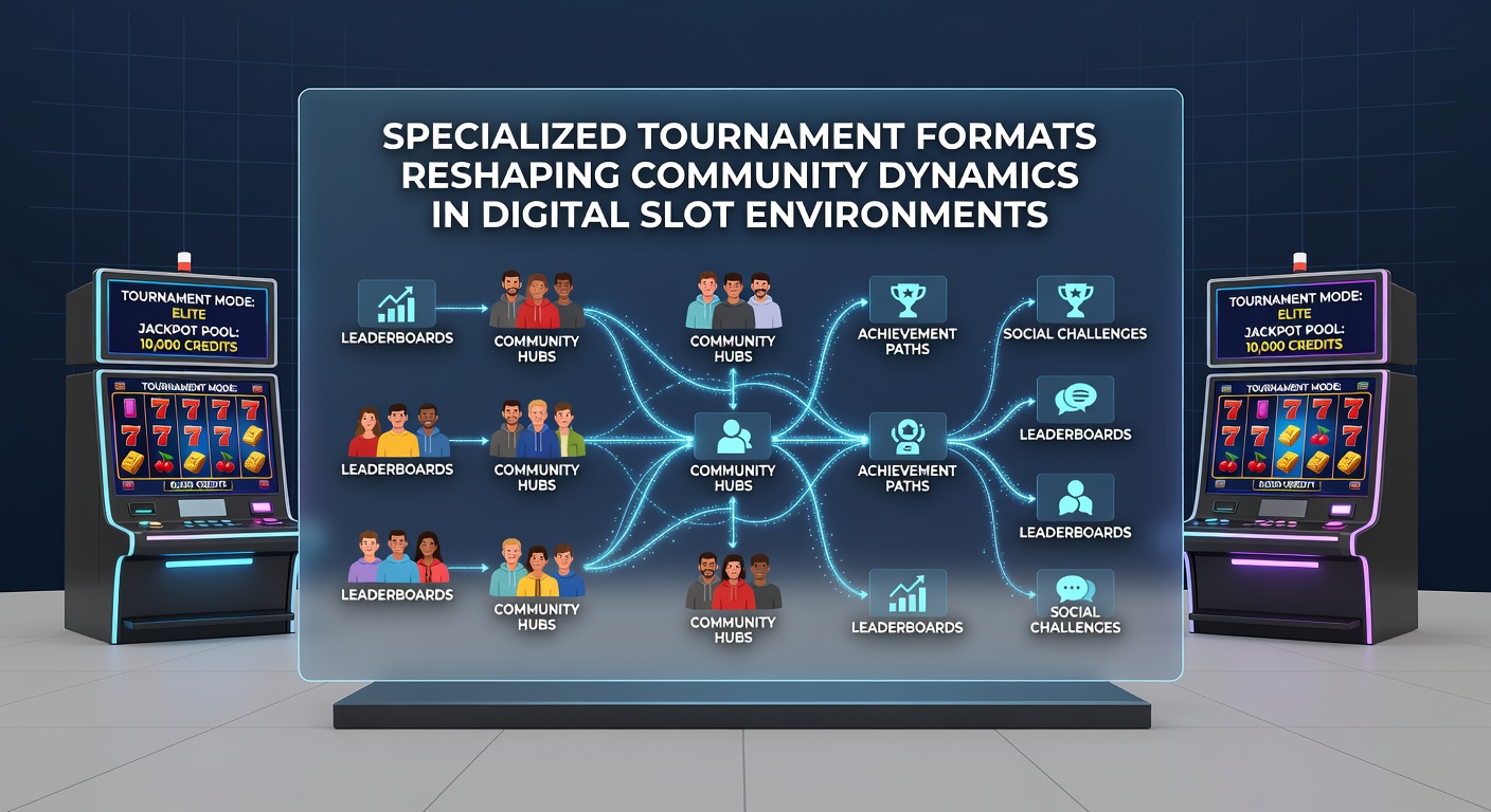Group of online slot players collaborating in a team tournament interface with shared progress tracking and chat overlays